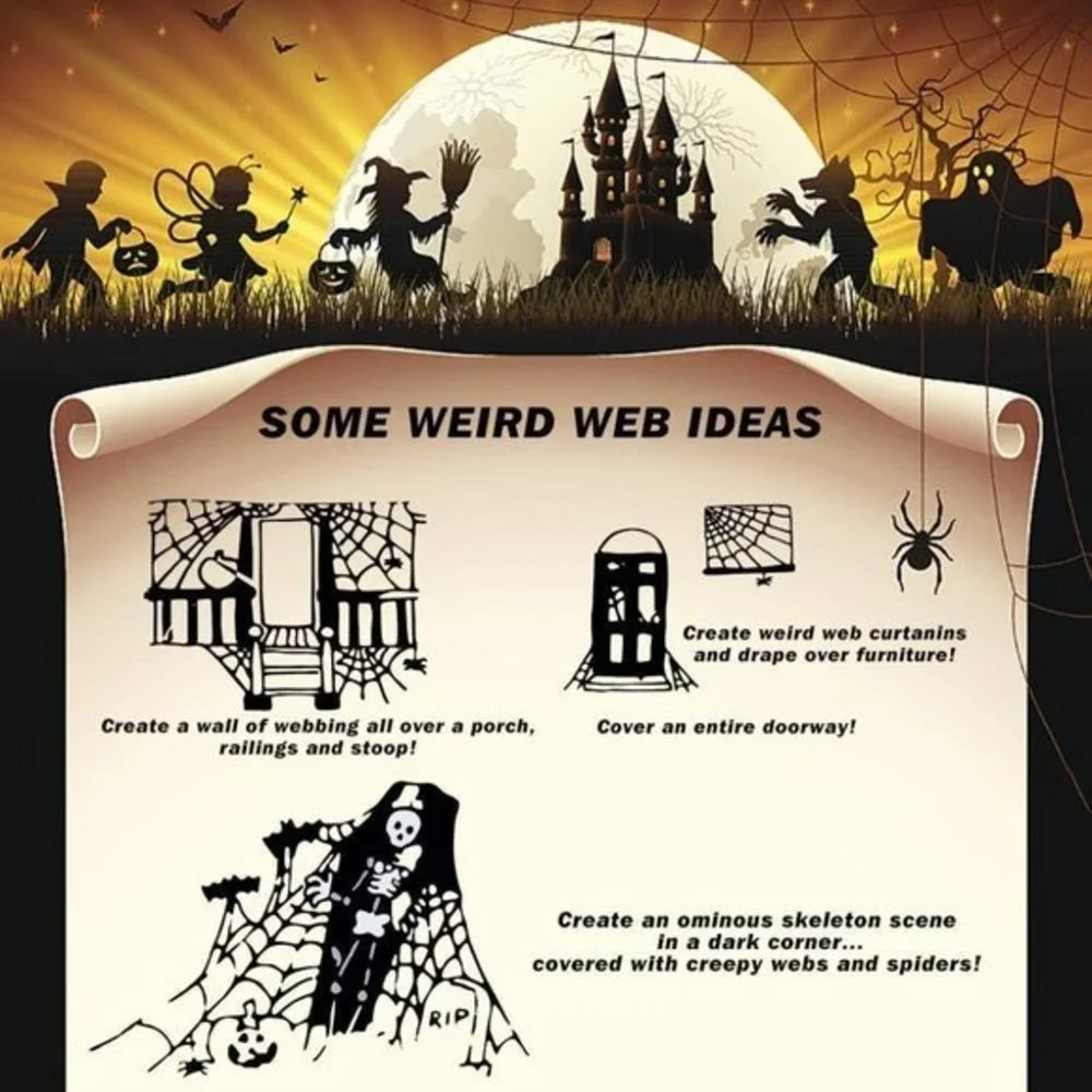 900 Spider‎ Webs Super Stretch Cobwebs for Halloween Indoor and Outdoor Party